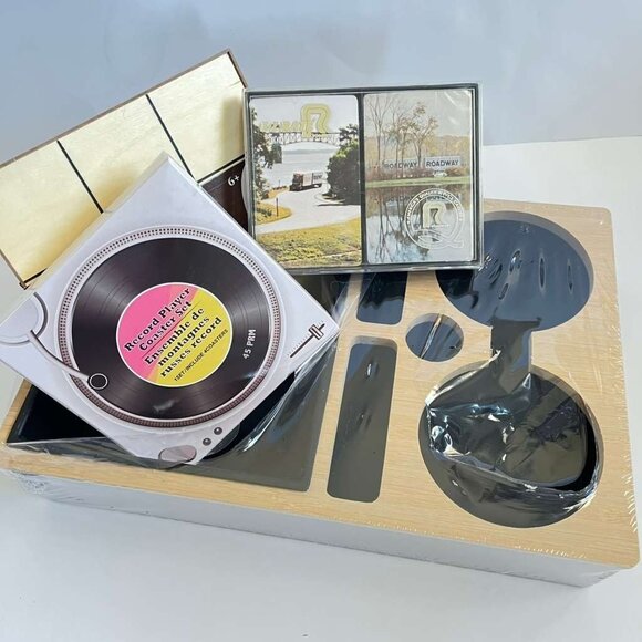 Vintage Game Night Gift Set Sofa Tray Tic Tac Toe Coasters & 70s Cards With Burl - Picture 7 of 15